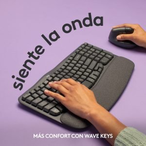 teclado ergonómico logitech wave keys inalámbrico black