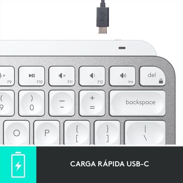 teclado logitech mx keys mini gris pálido inalámbrico