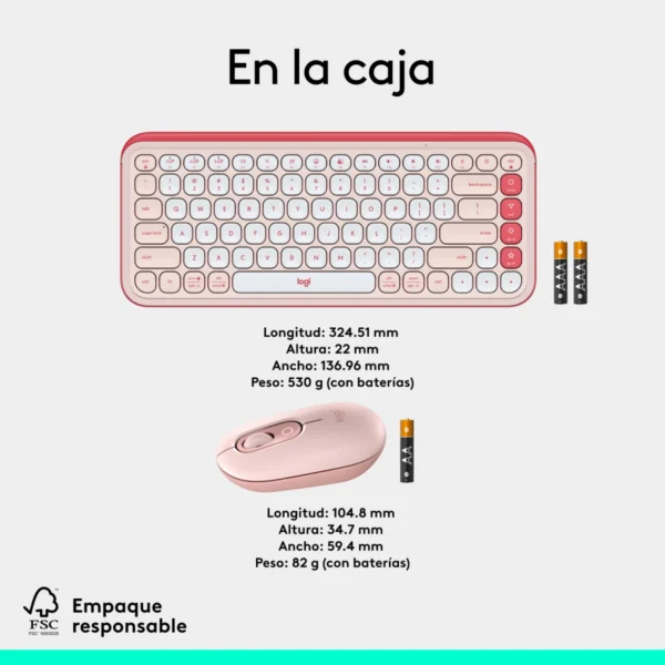 Combo Logitech POP Icon Rose Caja