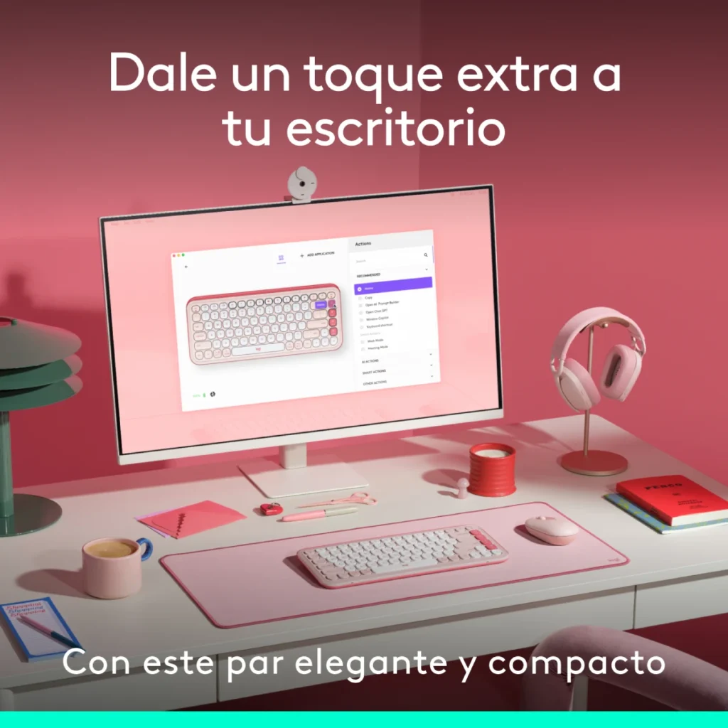 Logitech POP Icon Rose Compacto