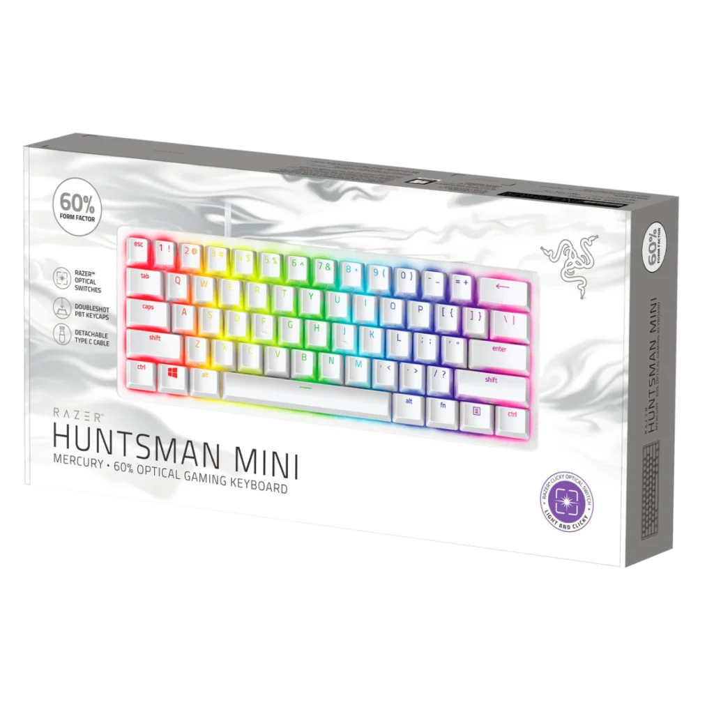 Teclado Razer Huntsman Mini 60% Switch Clicky Optico - Blanco