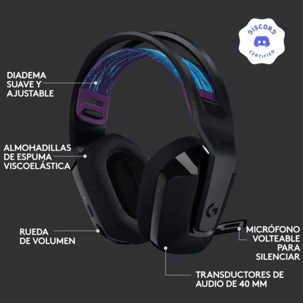 Audífonos con Microfono Logitech G535 Lightspeed Wireless Black