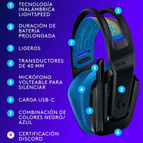 Logitech G535 Wireless Blue Para PS5