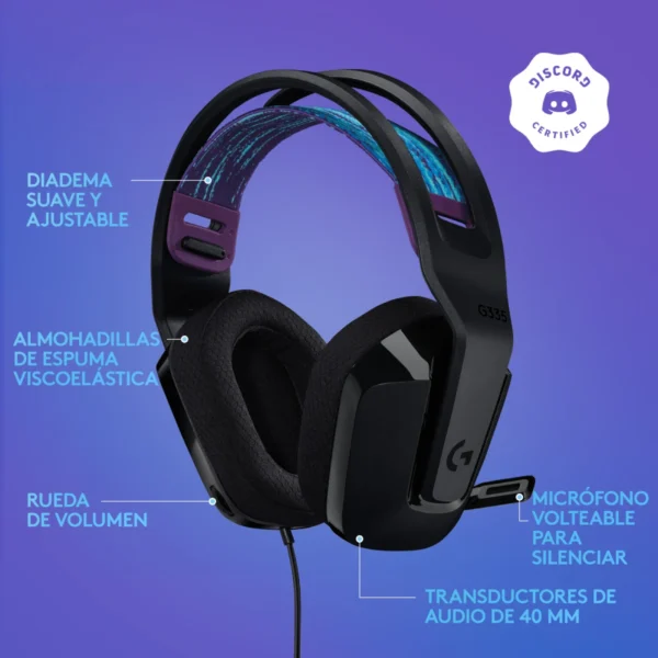 Audífono Con micrófono Gamer Logitech G335 BlacK